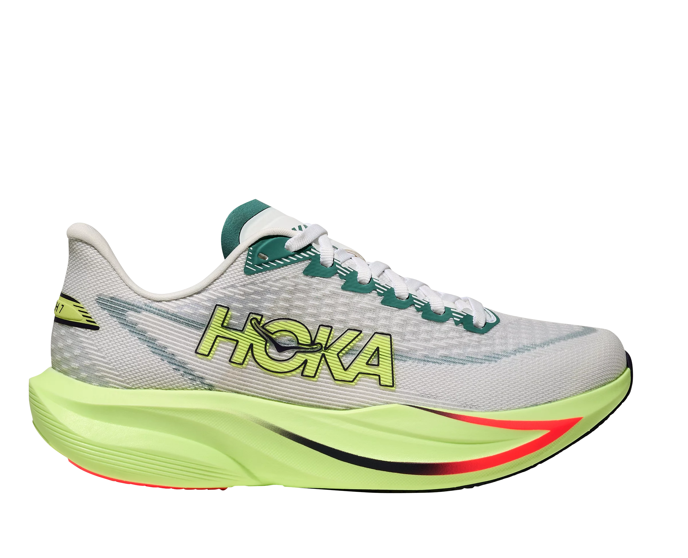 HOKA Mach 7 Laufschuh in Frost und Neon Yuzu